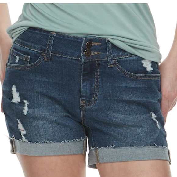 NWT  Distressed Midi Stretch Short - Picture 1 of 4